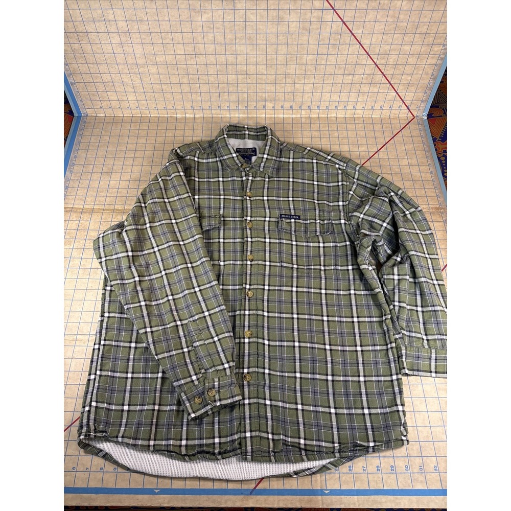 Moose‎ Creek Men's XL Thermal Lined Flannel Shirt Jacket - Green Plaid Shacket